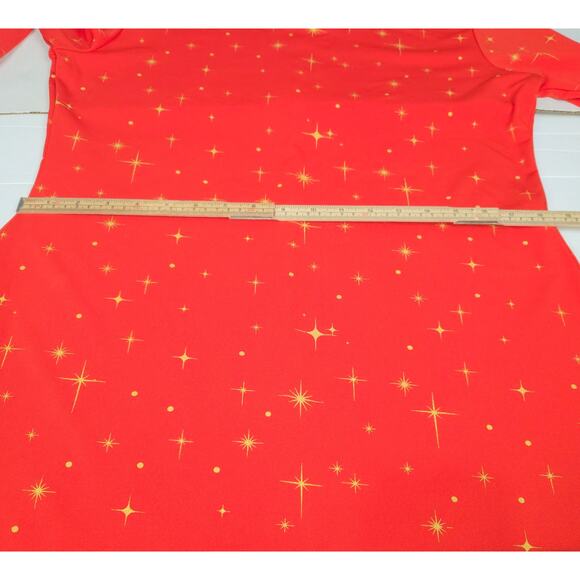 Tipsy Elves Womens XXL Mini Dress Christmas Red Stretch Gold Stars Holiday - Picture 8 of 12